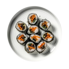 Gimbap On White Plate, Korean Dish. On An Isolated Transparent Background, Png. Generative AI