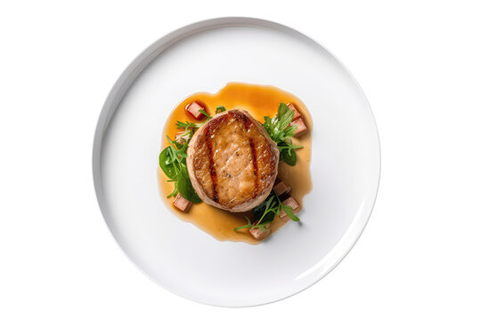 Fois Gras On White Plate, French Dish. On An Isolated Transparent Background, Png. Generative AI