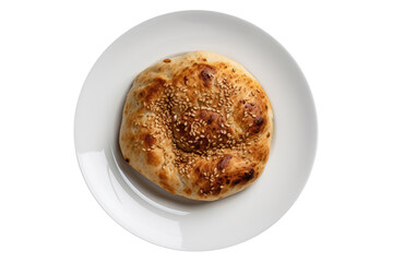Lebanese Mountain Bread On White Plate, Lebanese Dish. On An Isolated Transparent Background, Png. Generative AI