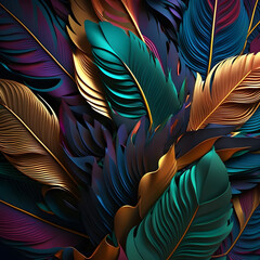 3d abstraction colorful feathers leave on living wall wallpaper