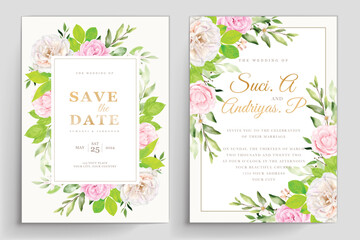 beautiful soft pink roses invitation card and background