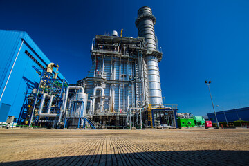 Electrical power plant during substation smoke stack  and power plant