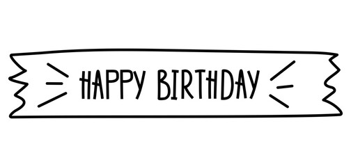 Quote "Happy Birthday" Speech bubble Handwritten Doodle vector illustration Isolated on white background. 