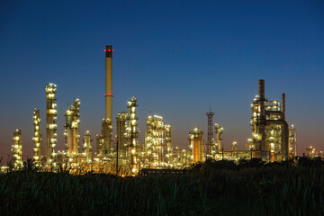 Fototapeta na wymiar Oil​ refinery​ and​ plant and tower column of Petrochemistry industry in oil​ and​ gas​ ​industrial