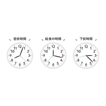 学校の時計（登校時間・給食の時間・下校時間）