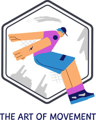 Parkour concept icon, teenager jumping - flat vector illustration isolated on white background.