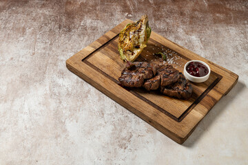 Filet mignon with grilled cabbage
