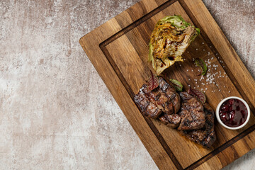 Filet mignon with grilled cabbage