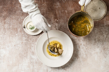 Ukrainian soup green borscht