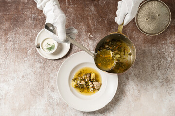 Ukrainian soup green borscht