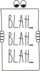 Cartoon character holding poster Quote 