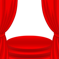 Stage Red Curtains Theatre Podium