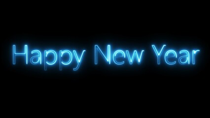 happy new year blue text neon effect animation infinite loop