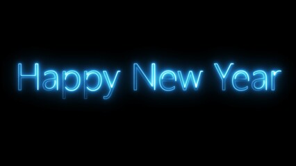 happy new year blue  text neon effect animation infinite loop