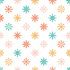 Seamless pattern with colorful snowflakes