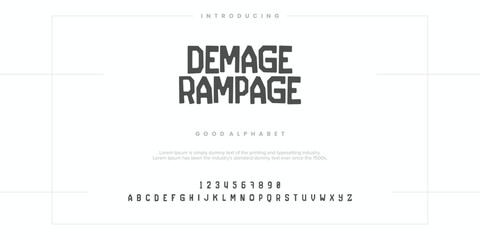 Modern abstract digital alphabet font. Minimal technology typography, Creative urban sport fashion futuristic font and with numbers. vector illustration