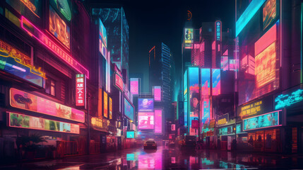 Fototapeta premium night asian city street