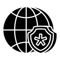 A solid design icon of global medical security 