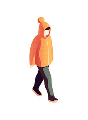 One person walking in winter with jacket Generative AI