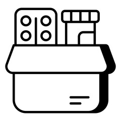 Conceptual linear design icon of medicine box