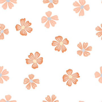 Chamomile flower seamless pattern in simple style. Abstract floral endless background.