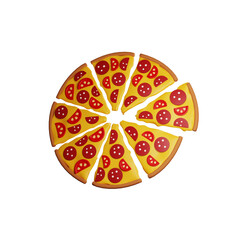 3D rendering of a pizza with pepperoni