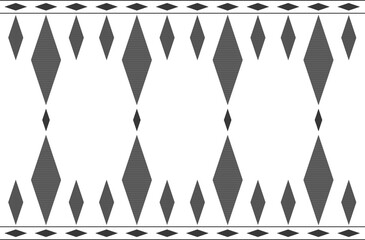 Ethnic style of pattern. Design rhombus stripe white and black background. Design print for illustration, texture, textile, wallpaper, background. Set 11