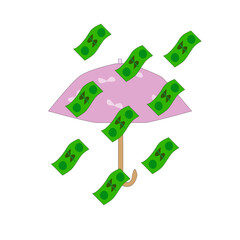 symbol umbrella in money rain simple vector
