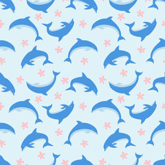 illustration vector graphic of dolphin seamless pattern