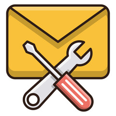 wrench and screwdriver and envelope