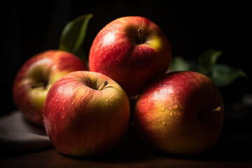 red apples on a black background