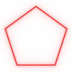 red neon pentagon on a transparent background