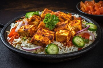 Paneer sizzler is an indian version with cottage cheese salad