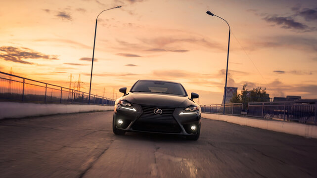 Seattle, Washington, USA May 01, 2023 Lexus IS250 black. Sports car concept