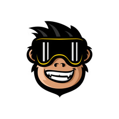 vector monkey face wearing gaming glasses, monkey game