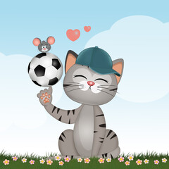 illustration of soccer player cat