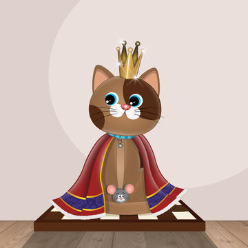 illustration of the cat king on the chessboard