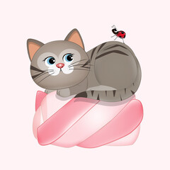 illustration of cat on marshmallow