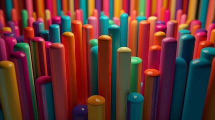 Obraz premium Colored different color sticks 3D Generative AI