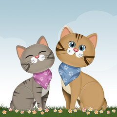 illustration of couple of kittens