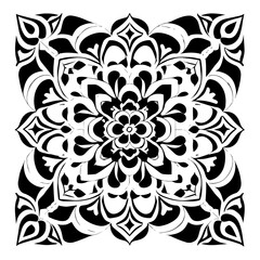 Flower clipart vector design black and white