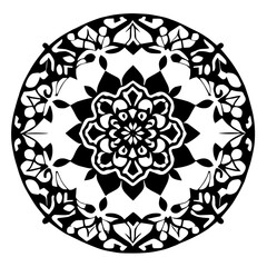 Flower clipart vector design black and white
