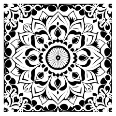 Flower clipart vector design black and white
