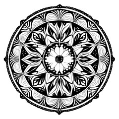 Flower clipart vector design black and white