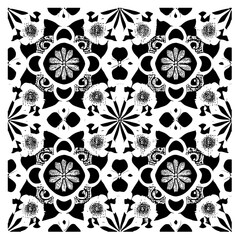 Flower clipart vector design black and white