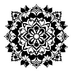 Flower clipart vector design black and white