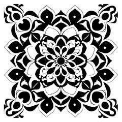 Flower clipart vector design black and white