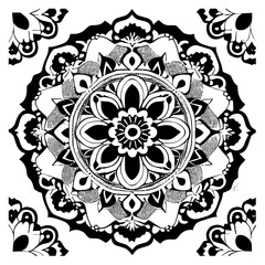 Flower clipart vector design black and white