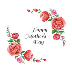 Happy mothers day background with circular colorful flowers design