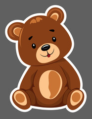 Cute cartoon bear toy sricker isolated vector illustration graphic